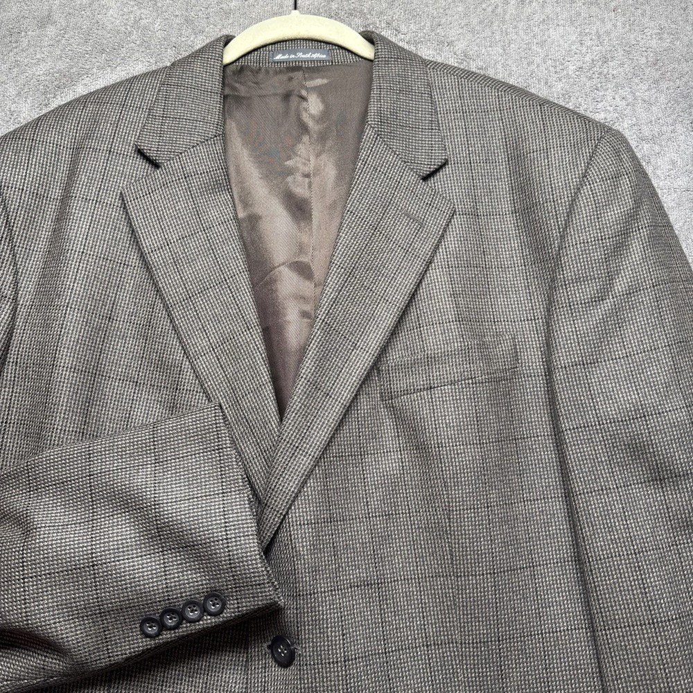Oscar de la‎ Renta Wool Cashmere Brown Plaid Blazer 46L